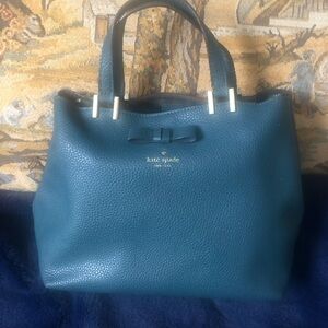 Kate Spade Teal Leather Tote Bag -classic Style - Sells for over $400